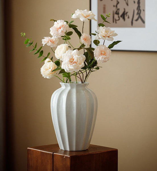 Large Flower Vases on Table, Centerpiece Ceramic Bud Vases, Porcelain Flower Vases, Handmade Water Holding Flower Vase-Grace Painting Crafts