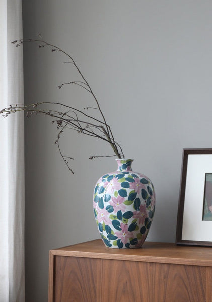 Centerpiece Ceramic Bouquet Vases, Contemporary Vases on Dining Table, Unique Handmade Modern Flower Vase, Large Porcelain Vases for Modern Home Decor-Grace Painting Crafts