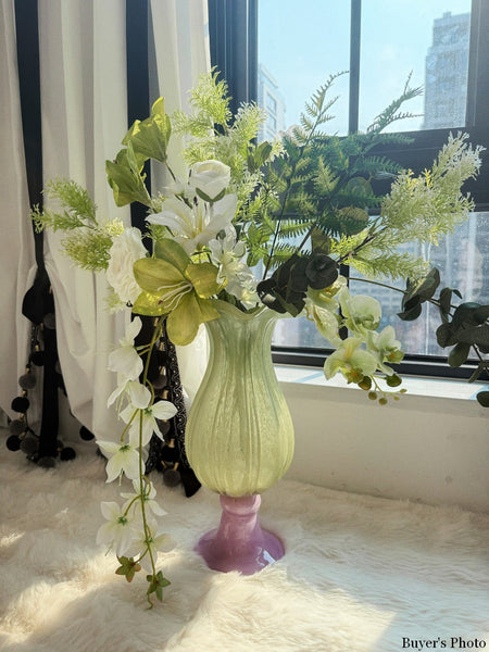 Modern Glass Vase for Flowers, Mid Century Glass Vases, Handmade Modern Vases for Living Room, Unique Decorative Glass Vase, Centerpiece Contemporary Vases on Table-Grace Painting Crafts