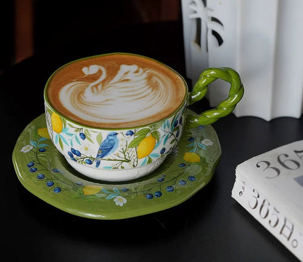 Porcelain Tea Cup and Saucer Set, Ceramic Coffee Cups in Gift Box, British Afternoon Tea Cups Tea Cup and Saucer Set-Grace Painting Crafts