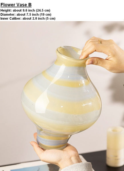 Modern Glass Bud Vases, Centerpiece Vases on Table, Handmade Liuli Vases, Color Glaze Vase, Contemporary Vases for Modern Home Decor-Grace Painting Crafts