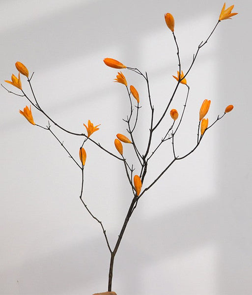 Magnolia Long Twigs, Natural Decorations, Dried Magnolia Branch, Flower Arrangement, Handmade Artificial Flower, Natural Dried Branches-Grace Painting Crafts