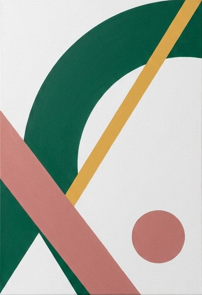 White, Green, Dusty Pink Colors, Original Geometric Abstract Art for Mid-Century Contemporary Living Room, Acrylic Abstract Art-Grace Painting Crafts