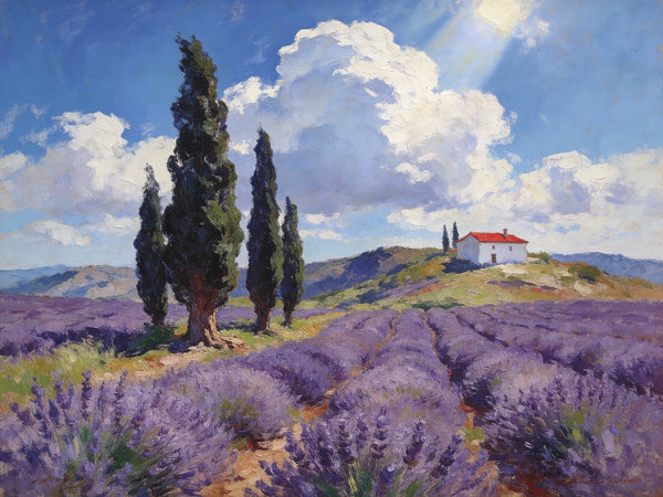 Landscape Oil Paintings, Lavender Fields in the Countryside, Small Oil Paintings on Wall, Original Artwork Small Wall Art, Hand Painted Canvas Art, Original Oil Paintings-Grace Painting Crafts
