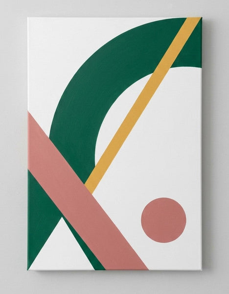 Acrylic Abstract Art, White, Green, Dusty Pink Colors, Original Geometric Abstract Art for Mid-Century Contemporary Living Room-Grace Painting Crafts