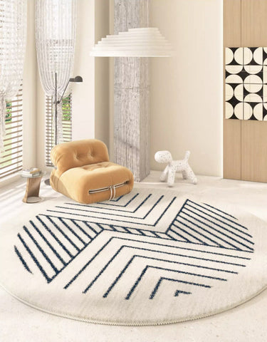 Contemporary Round Rugs for Dining Room, Abstract Round Rugs Next to Bedroom, Geometric Modern Rug Ideas under Coffee Table-Grace Painting Crafts