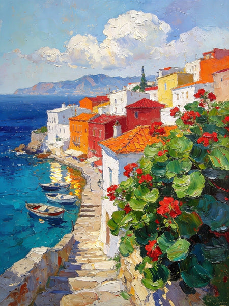 Impasto Paintings, The Shores of the Mediterranean, Small Landscape Paintings, Original Small Paintings on Canvas, Palette Knife Paintings, Small Paintings on Canvas, Hand Painted Canvas Art-Grace Painting Crafts