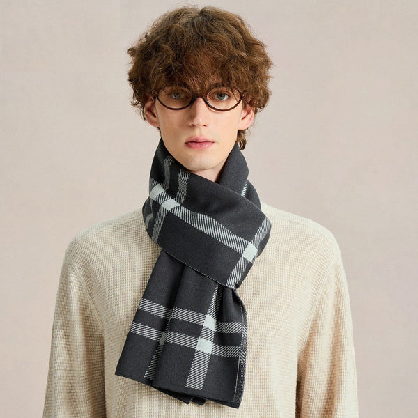 Long Wool Man Scarf, Formal Men Scarf Styles, Men's Winter Scarves, Fashion Men Scarf, Unique Gifts for Men, Men's Wool Scarf Winter, Business Casual Scarf for Men-Grace Painting Crafts