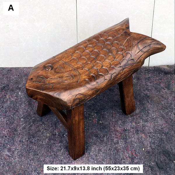 Creative Shoe-changing Stool, Handmade Solid Wood low Stool, Vintage Old Elm Wood Stool, Children's Wooden Stool, Sofa Stool, Dining Table Stool-Grace Painting Crafts