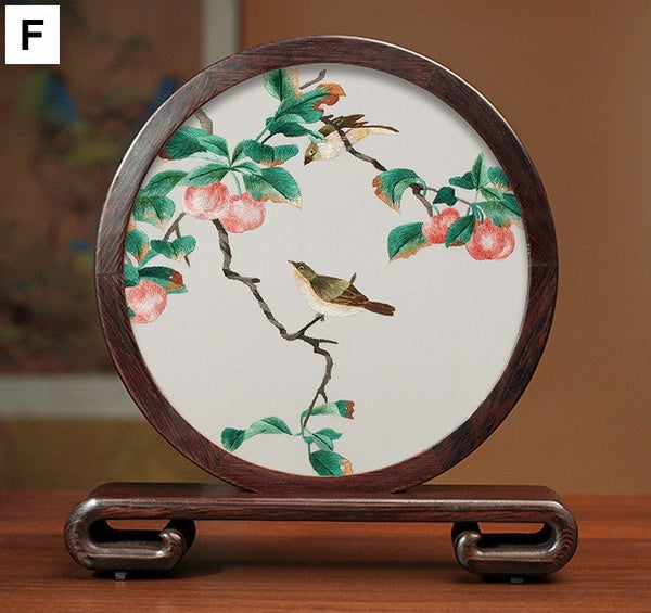 Beautiful Flower and Birds Silk Embroidery Ornaments, Traditional Chinese Suzhou Silk Embroidery, Exclusive Business Presents, Creative Birthday Gift, Premium Souvenir-Grace Painting Crafts