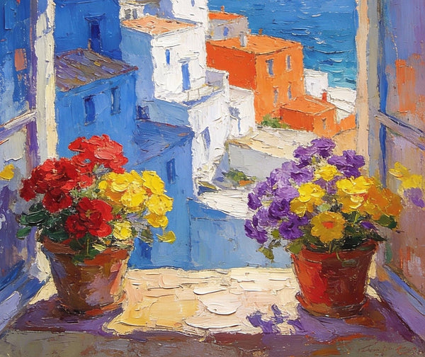 Palette Knife Artwork, Summer Holiday by the Sea, On Canvas Small Paintings, Landscape Canvas Paintings, Hand Painted Canvas Art, Original Artwork Small Paintings-Grace Painting Crafts