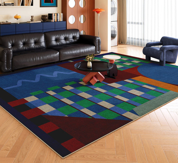 Modern Rugs for Sale, Contemporary Floor Carpets under Sofa, Mid Century Modern Rugs in Living Room, Blue Modern Rugs for Bedroom