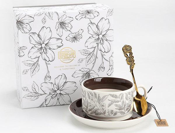 Vintage Bone China Porcelain Tea Cup Set, Unique British Tea Cup and Saucer in Gift Box, Royal Ceramic Cups, Elegant Ceramic Coffee Cups-Grace Painting Crafts