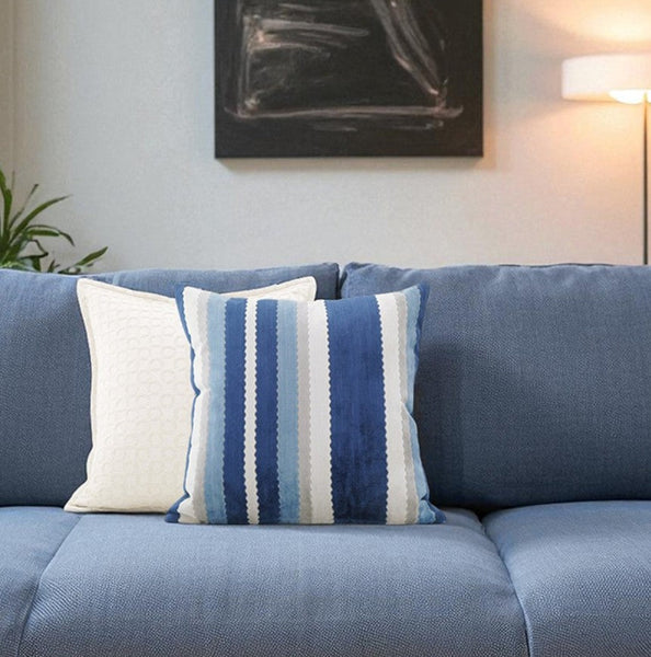 Contemporary Square Modern Throw Pillows for Couch, Large Abstract Blue Decorative Throw Pillows, Simple Throw Pillow for Interior Design, Modern Sofa Pillows-Grace Painting Crafts