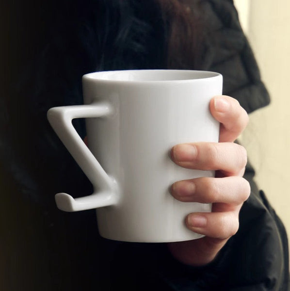 Modern Handmade Pottery Coffee Cup, Creative White Ceramic Coffee Mugs, Large Unique Tea Cup, Large Capacity Coffee Cups-Grace Painting Crafts