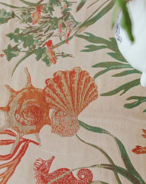 Sea Shell Pattern Tablecloth, Large Modern Rectangle Tablecloth for Dining Room Table, Square Tablecloth, Farmhouse Table Cloth, Wedding Tablecloth-Grace Painting Crafts