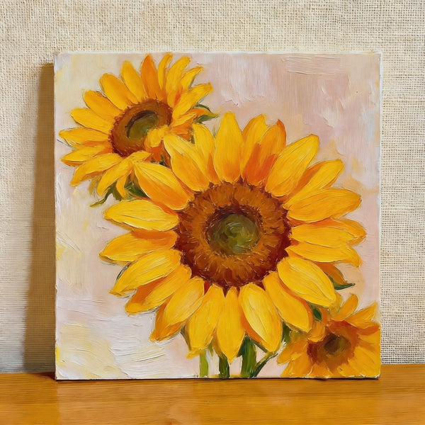 Sunflowers in Full Bloom, Still Life Painting, Hand Painted Canvas Art, Original Flower Paintings, Buy Small Paintings Online, Small Canvas Artwork-Grace Painting Crafts