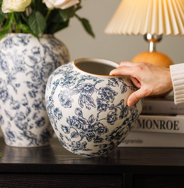 Porcelain Flower Vases, Modern Ceramic Bouquet Vases, Centerpiece on Dining Table, Flower Vase on Table, Handmade Water Holding Flower Vases-Grace Painting Crafts