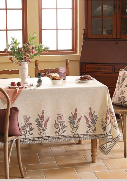 Extra Large Modern Tablecloth, Spring Flower Rustic Table Cover, Beautiful Rectangle Tablecloth for Dining Table, Square Linen Tablecloth for Coffee Table-Grace Painting Crafts