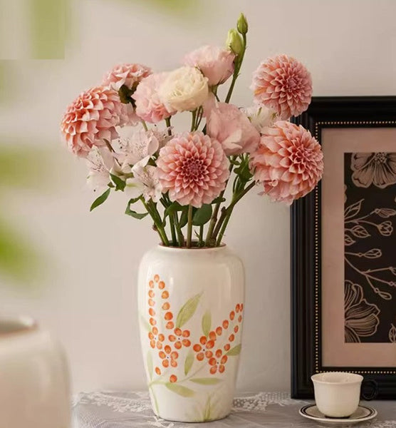 Porcelain Flower Vases, Large Flower Vases on Table, Dining Table Centerpiece, Ceramic Bouquet Vases, Handmade Water Holding Flower Vase-Grace Painting Crafts