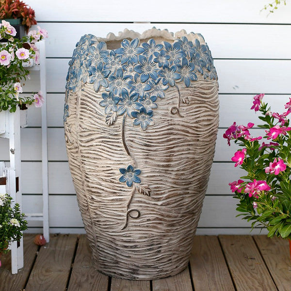 Extra Large Garden Flower Planters, Oversized Garden Flower Pot, Garden Ornaments, Large Resin Gardern Flower Planter, Modern Outdoor Garden Flower Pots-Grace Painting Crafts