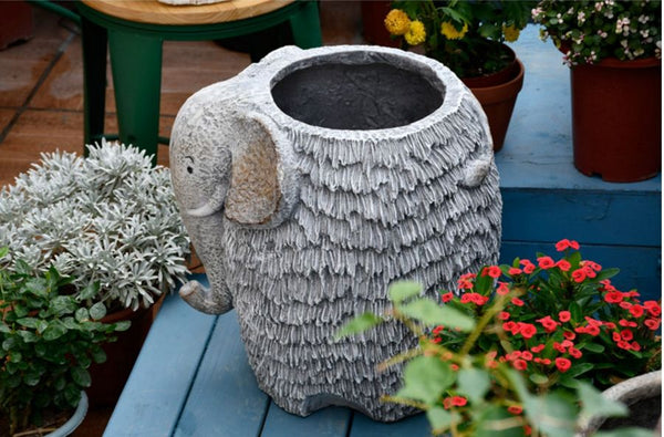 Elephant Flower Pot, Modern Animal Statue for Garden Ornaments, Large Elephant Flowerpot, Resin Statue for Garden, Villa Outdoor Decor Gardening Ideas-Grace Painting Crafts