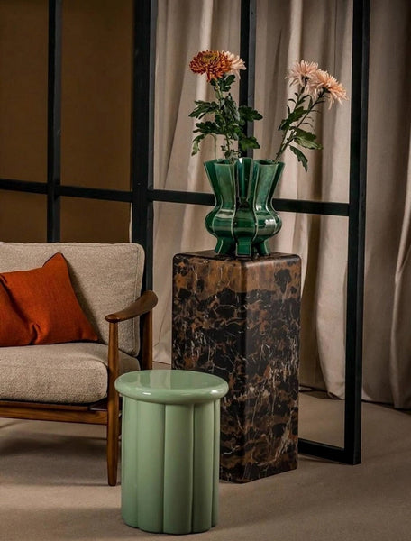 Centerpiece Ceramic Bouquet Vases, Contemporary Vases on Dining Table, Green Porcelain Vases for Modern Home Decor, Unique Handmade Modern Flower Vase-Grace Painting Crafts