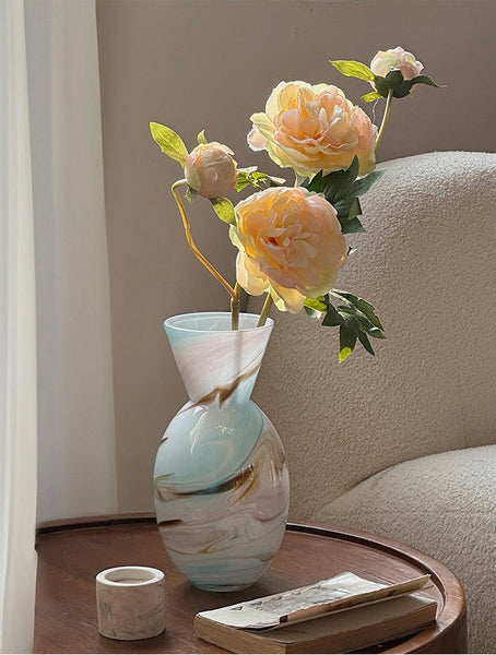 Cute Handmade Glass Vases, Vintage Small Glass Flower Vases, Flower Vases on Table, Modern Glass Vases for Flowers-Grace Painting Crafts