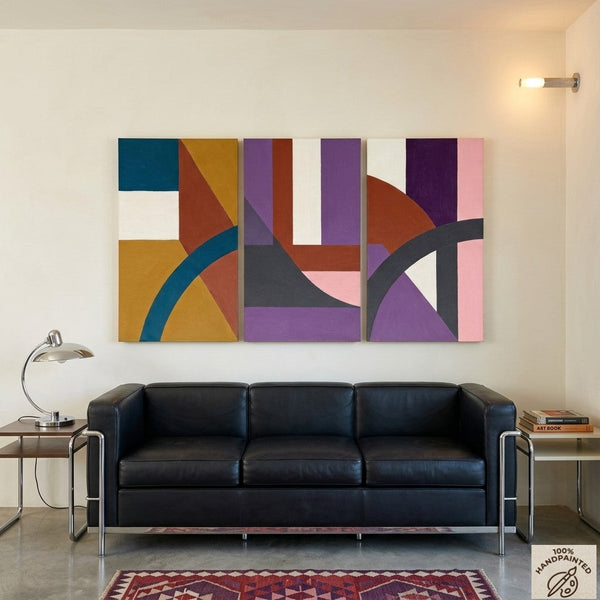 Large Abstract Paintings for Living Room, Multi Panel Canvas Art, Large Group Paintings, Geometric Abstract Paintings-Grace Painting Crafts