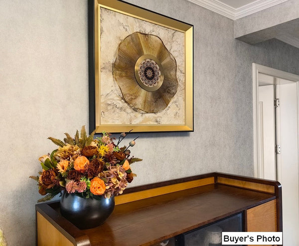 Large Bunch of Autumn Flowers Arrangement Interior Design, Peony Faux Silk Floral Bouquet Table Centerpiece, Modern Artificial Floral Arrangement for Bedroom-Grace Painting Crafts