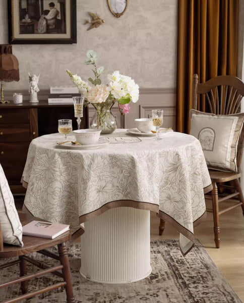 French Style Tablecloth for Dining Table, Beautiful Table Cover for Dining Room Table, Modern Rectangle Tablecloth for Oval Table-Grace Painting Crafts