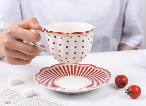 Creative Porcelain Tea Cup Saucer Set, Elegant Modern Ceramic Coffee Cups, Unique Porcelain Cup and Saucer, Afternoon British Tea Cups-Grace Painting Crafts