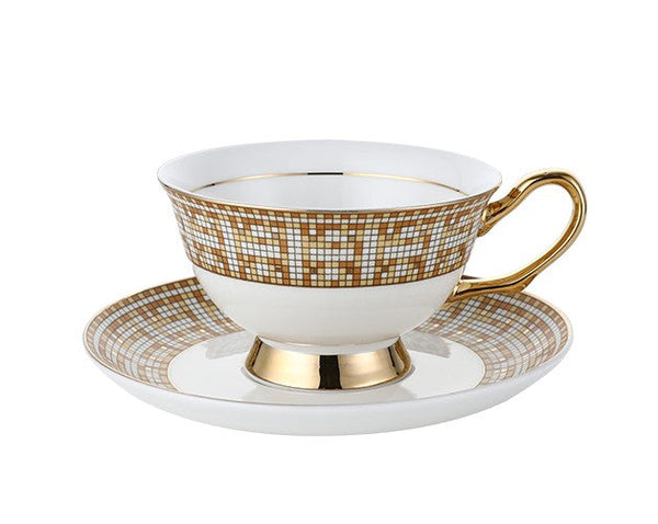 Handmade Elegant British Ceramic Coffee Cups, Unique Tea Cup and Saucer in Gift Box, Bone China Porcelain Tea Cup Set for Office, Yellow Ceramic Cups-Grace Painting Crafts