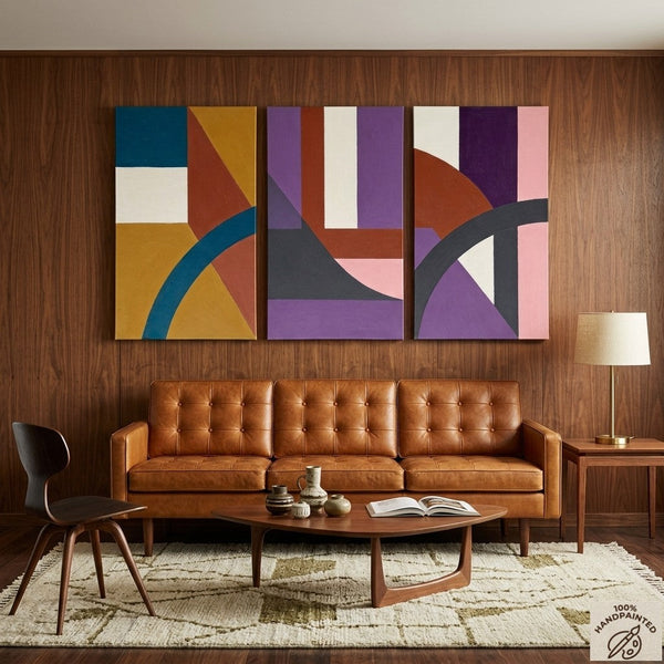 Large Abstract Paintings for Living Room, Multi Panel Canvas Art, Large Group Paintings, Geometric Abstract Paintings-Grace Painting Crafts