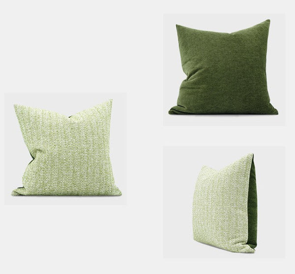 Green White Modern Sofa Pillows, Large Square Modern Throw Pillows for Couch, Simple Throw Pillow for Interior Design, Large Decorative Throw Pillows-Grace Painting Crafts