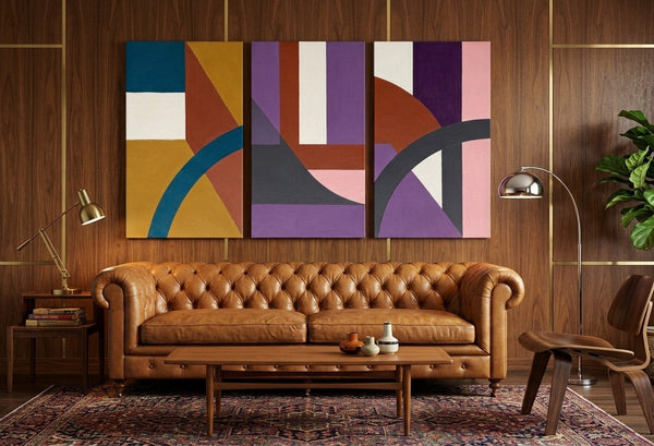 Large Abstract Paintings for Living Room, Multi Panel Canvas Art, Large Group Paintings, Geometric Abstract Paintings-Grace Painting Crafts