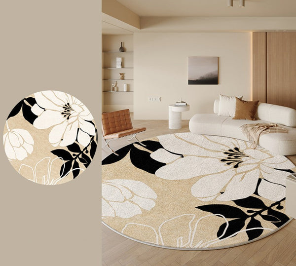 Geometric Round Rugs for Dining Room, Bedroom Abstract Modern Area Rugs, Circular Modern Rugs under Chairs, Contemporary Modern Rug for Living Room-Grace Painting Crafts