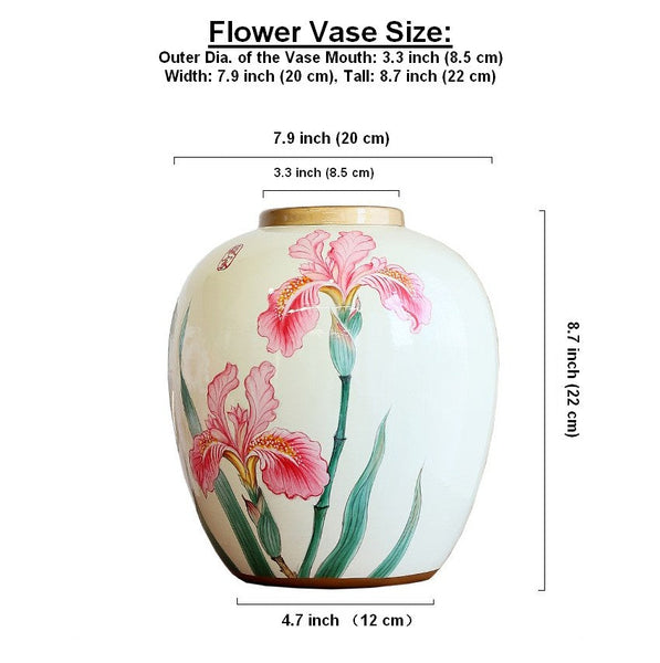 Centerpiece Ceramic Bouquet Vases, Handmade Modern Flower Vase, Large Flower Vases on Dining Table, Porcelain Flower Vases-Grace Painting Crafts