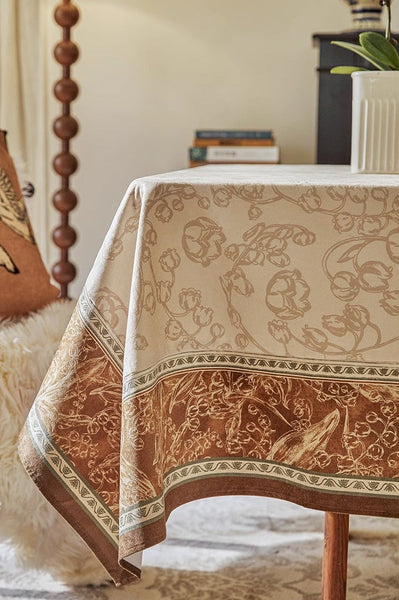 Flower Farmhouse Table Covers, Square Tablecloth for Round Table, Extra Large Modern Rectangular Tablecloth for Dining Room Table, Mid Century Tablecloth for Living Room-Grace Painting Crafts