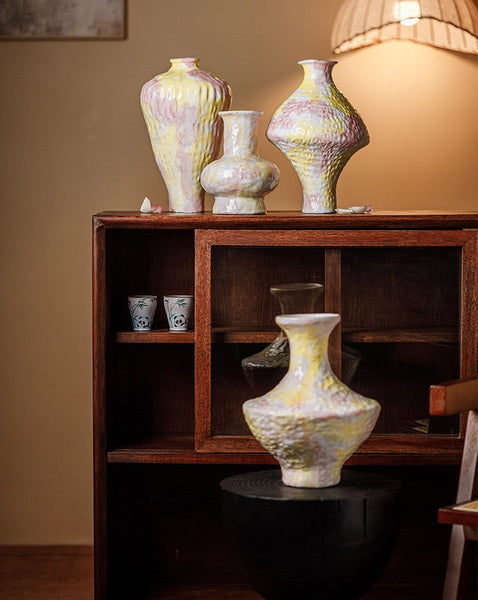 Handmade Water Holding Flower Vases, Modern Bouquet Flower Vases, Centerpiece on Dining Table, Large Flower Vase on Table, Pottery Flower Vases-Grace Painting Crafts