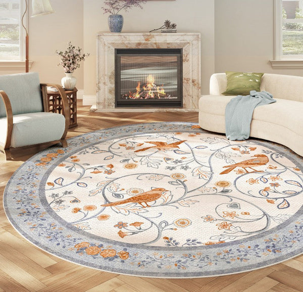 Dining Room Contemporary Round Rugs, Bedroom Modern Round Rugs, Modern Rug Ideas for Living Room, Circular Modern Rugs under Chairs-Grace Painting Crafts