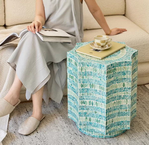 Contemporary Side Table, Contemporary Bedside Table, Bedside Small Side Table, Shell Small Sofa Side Table, Modern Side Table, Small End Table, Portable Casual Side Table, Creative Coffee Table-Grace Painting Crafts