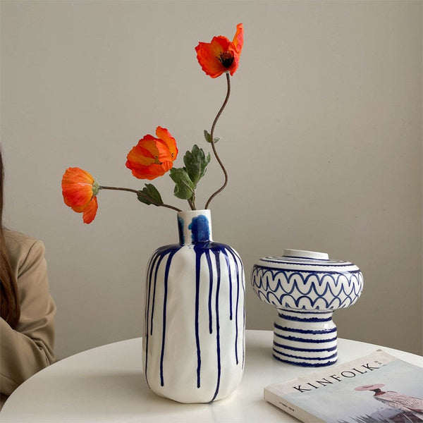 Handmade Water Holding Flower Vases, Modern Ceramic Flower Vases, Porcelain Bud Vases, Small Flower Vases on Table-Grace Painting Crafts