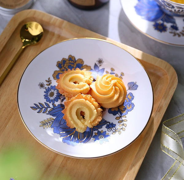 Elegant Ceramic Coffee Cups, Afternoon British Tea Cups, Unique Iris Flower Tea Cup and Saucer in Gift Box, Royal Porcelain Tea Cup Set-Grace Painting Crafts