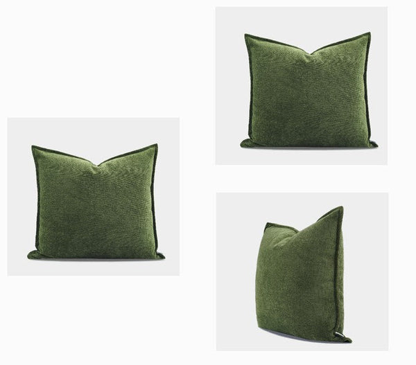 Large Throw Pillow for Interior Design, Simple Decorative Throw Pillows, Large Green Square Modern Throw Pillows for Couch, Contemporary Modern Sofa Pillows-Grace Painting Crafts