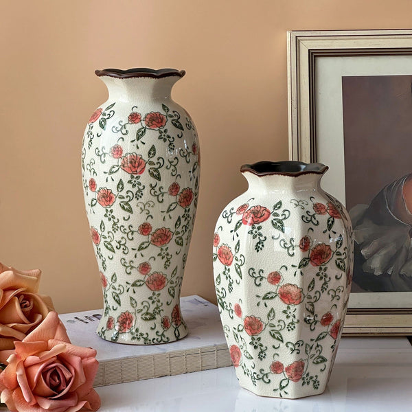 Ceramic Bouquet Vases, Tall Flower Vases on Table, Rustic Porcelain Flower Vases, Handmade Water Holding Flower Vases-Grace Painting Crafts