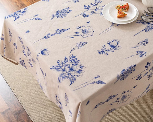 Dining Room Flower Table Cloths, Large Rectangular Table Covers for Kitchen, Farmhouse Table Cloth, Wedding Tablecloth, Square Tablecloth for Oval Table-Grace Painting Crafts