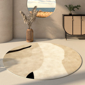 Simple Modern Floor Rugs Next to Bed, Bedroom Geometric Round Rugs, Circular Modern Rugs for Dining Room, Contemporary Floor Carpets for Entryway-Grace Painting Crafts