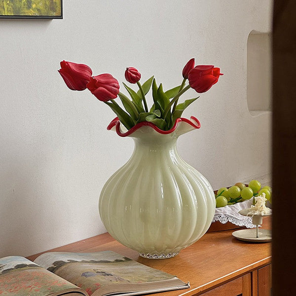 Unique Handmade Vase for Flowers, French Vintage Glass Flower Vases, Glass Bud Vases, Flower Vases on Table-Grace Painting Crafts