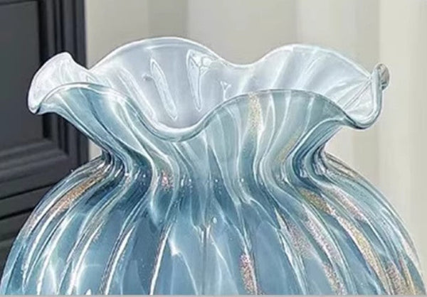 Centerpiece Vases on Table, Handmade Liuli Vases, Color Glaze Vase, Modern Glass Bud Vases, Contemporary Vases for Modern Home Decor-Grace Painting Crafts